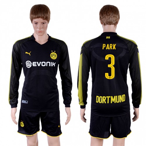 Dortmund #3 Park Away Long Sleeves Soccer Club Jersey